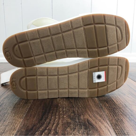 UGG Platform Sandal Ankle Wrap Square Toe Chunky Strappy Lennox Size 11 White - Picture 10 of 13